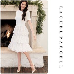 Rachel Parcell Mix Lace Dress in Ivory Cloud